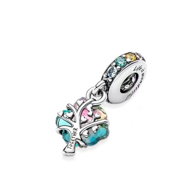New 925 Sterling Silver Infinity Gloves Gem Pendant Flower Charm Bead Fit Original Fashion Bracelet Women Jewelry Making