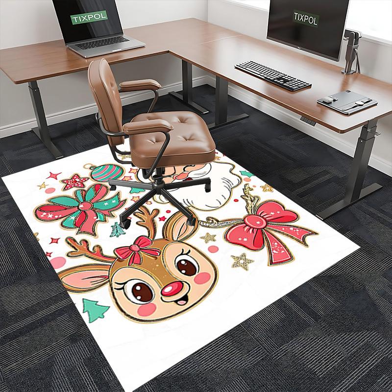 1pc Christmas Santa Claus and Reindeer Anime Cartoon Design Office Chair Mat Non-Slip Carpet Festive Gift Suitable for Home Decor Living Room Bedroom