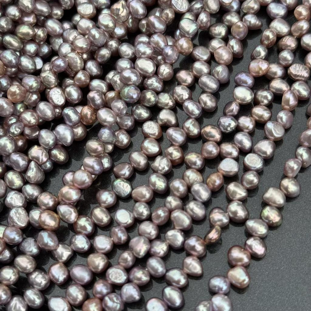 1String, White Purple Pink Natural Freshwater Pearls, Handmade Top Sided Drilled Hole Pearl Beads for Jewelry Making DIY (Beads 5-6mm, Length 36cm)