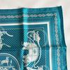 Used Excellent condition Hermes Carre 55 Ex-Libris turquoise bandana pattern with box