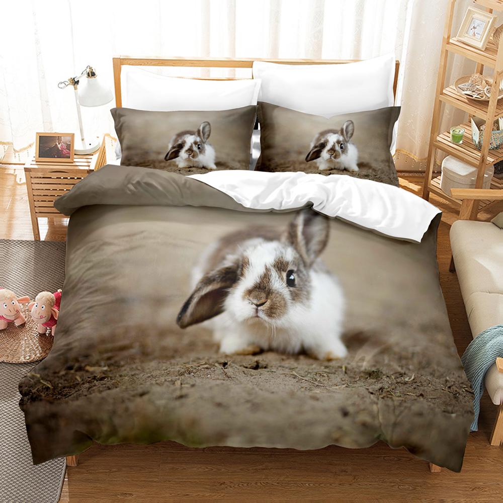3D Print Little Rabbit Bedding Duvet Cover Set For Kid North America Home Textile Chinese Bed Cover Sets Pillowcases Cartoon New