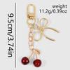 Red Cherry Keychain Chain Bowknot Charm Pendant Keyring Jewelry For Girl Women Gift Bag Decoration