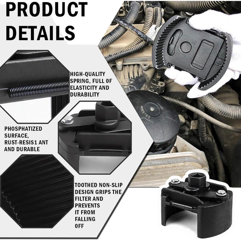 Professional Durable Universal Adjustable Oil Filter Wrench Two-Jaws 60-80mm Range Filter Remover Tool For Auto Maintenance
