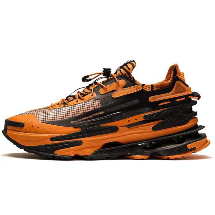 New LiNing CF Tracing Hiking Shock Absorbers Slip Resistant Abrasion Resistant Low Top Casual Shoes Men's Black Orange AGLS085-1