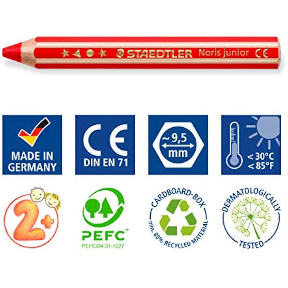 Staedtler Colored Pencils, Blue, 6 Pcs, Norris Junior Watercolor Pencils, Thick Shaft, 140-3*6