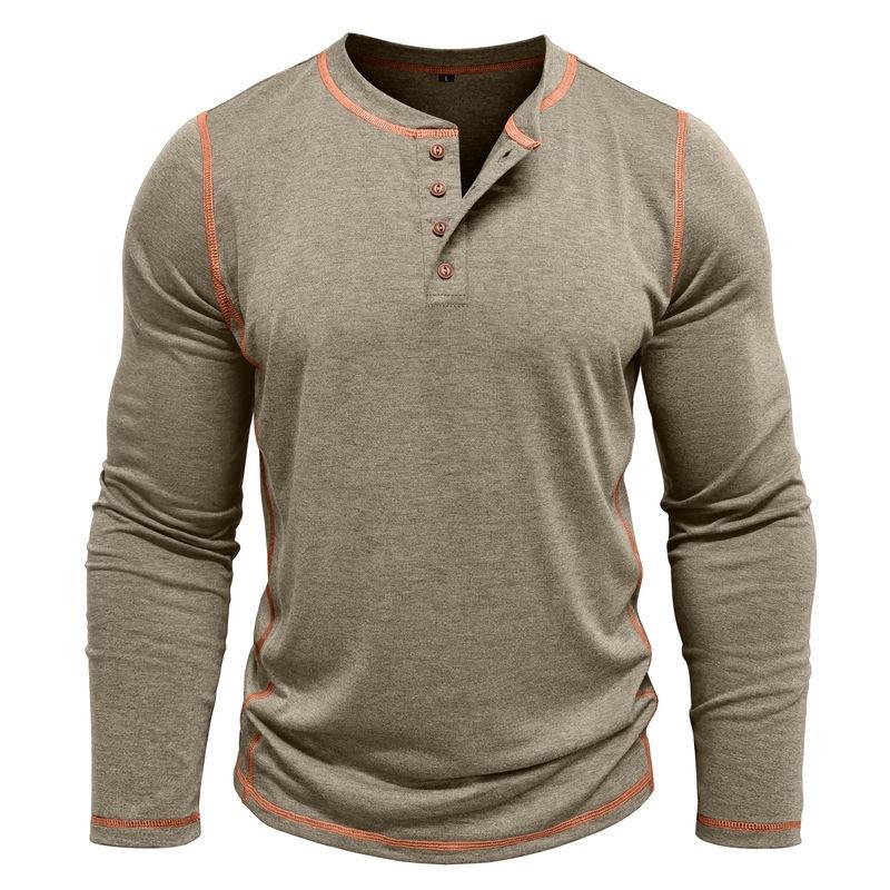 Herren Plus Size Langarm Henley T-Shirt Lässig Rundhals Tägliches Oberteil