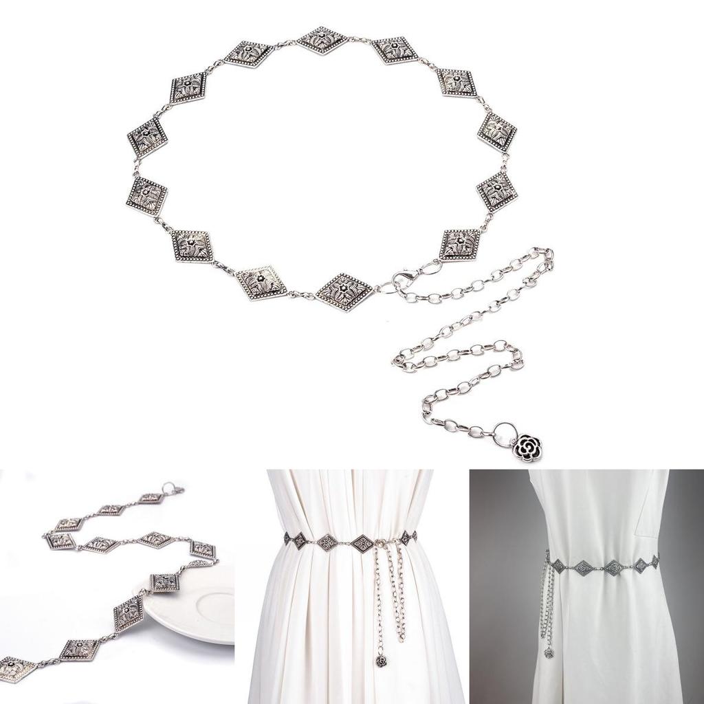 Fashionable Vintage Silver Chain Waist Belt With Floral Design For Women 2023 Trend