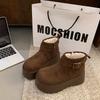 [Fanfna] Platform Martin Boots Women's 2025 Autumn and Winter New Belt Buckle Fleece Warm Snow Cotton Shoes Short Boots