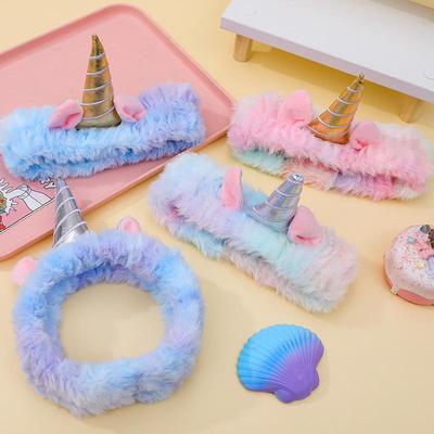 Bentiță Coreeană Tie-Dye cu Cap de Unicorn pentru Femei - Accesoriu de Păr Lat pentru Petrecerea de Crăciun