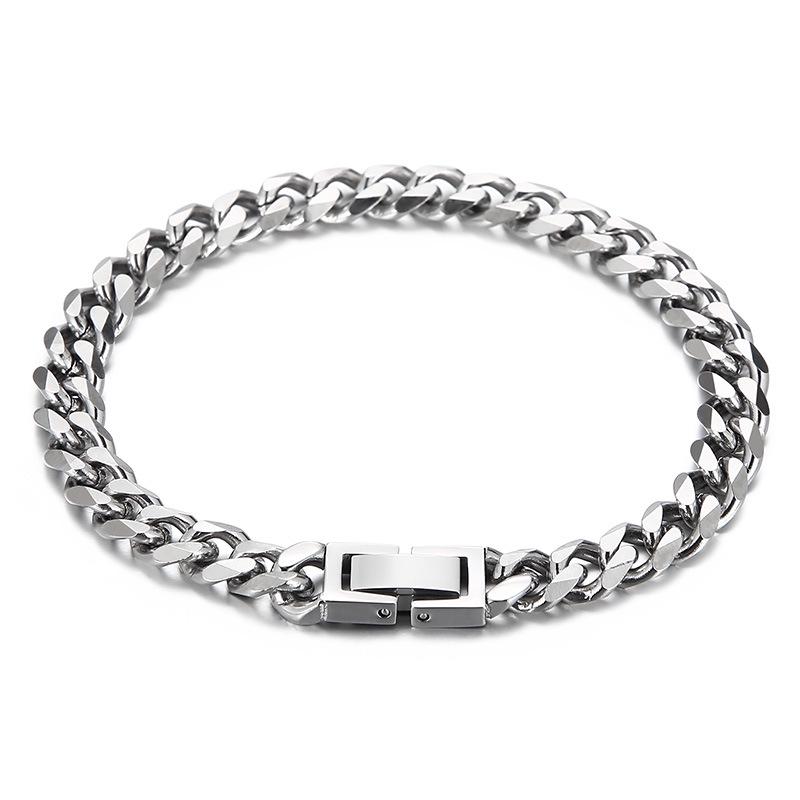 Unisex Cuban Cut Edge Titanium Steel Bracelet - Simple Whip Chain Fashion Jewelry