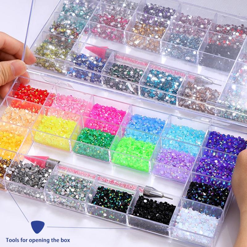 AB Crystal Nail Art Rhinestones Kit With Glue Multi-Shape FlatBack Shiny Nail Jewels for Nail Art DIY Crafts