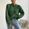 Women's Casual Color Mock Neck Long Sleeve Pullover Sweater Knit Top