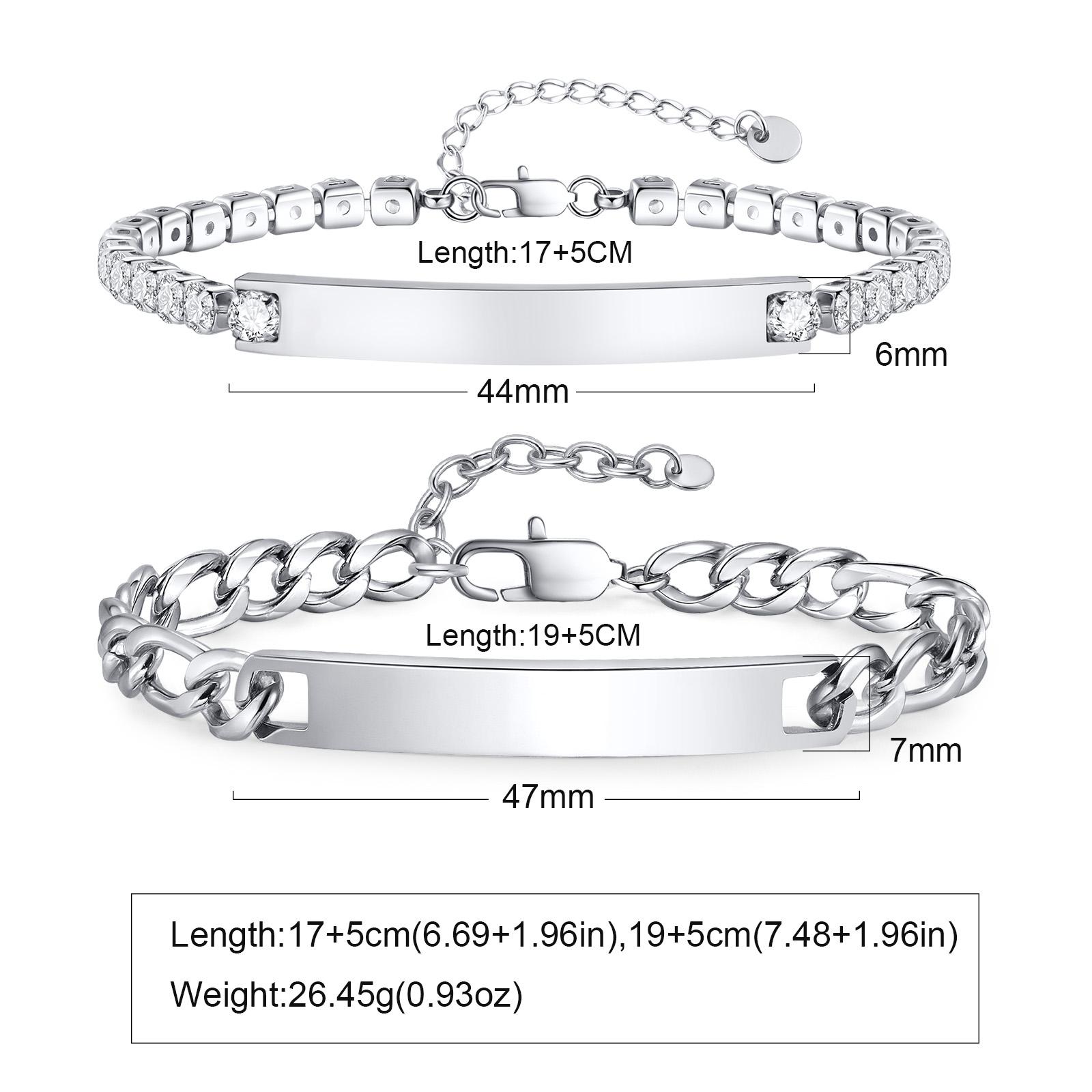 

Engrave Customized Text Name Zircon Chain Couples Bracelets Stainless Steel Personalized Jewelry for Lover Family Friend Gifts