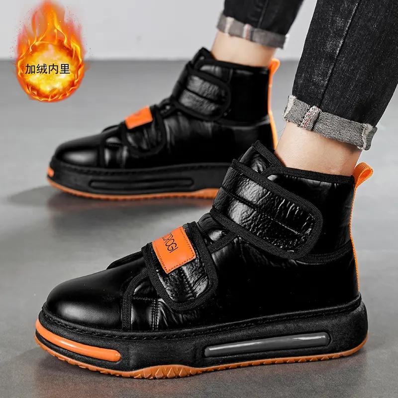 Men's Winter Ankle Boots High-top Down Cloth Snow Boots Plus Velvet Warm Soft Elastic Comfortable Casual Outdoor Cotton Shoes