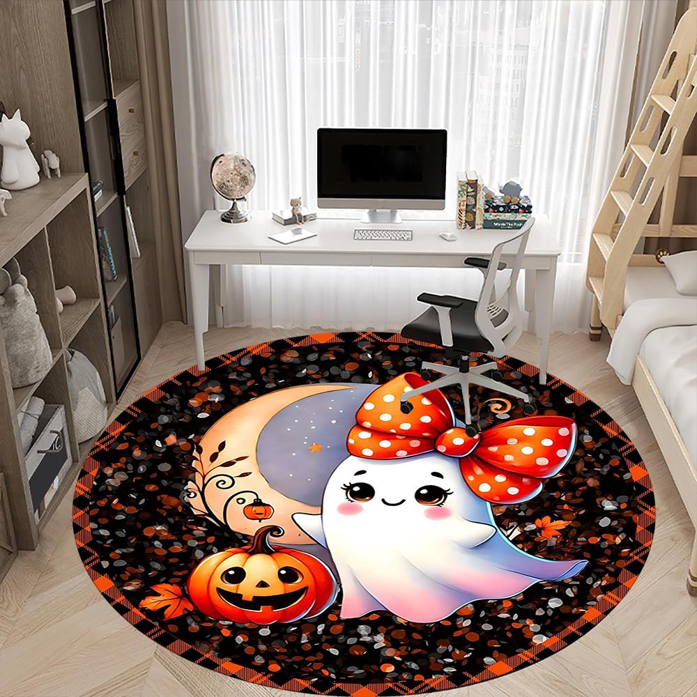 1pc Halloween Ghost Chair Carpet for Office Non-Slip, Lightweight, Machine Washable Rug for Office, Room - Holiday Decoryy251016004