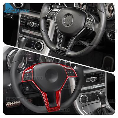 Real Soft Carbon Fiber Car Steering Wheel Button Panel Trim Sticker For Mercedes Benz SLK R172 2011 2012 2013 2014 2015 2016