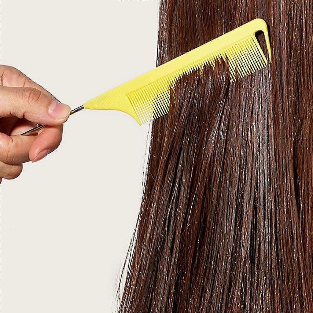 A Fine-tooth, Anti-static Rat Tail Comb with a Metal Pin, a Hairdressing Tool for Hair Styling and Trimming Edges