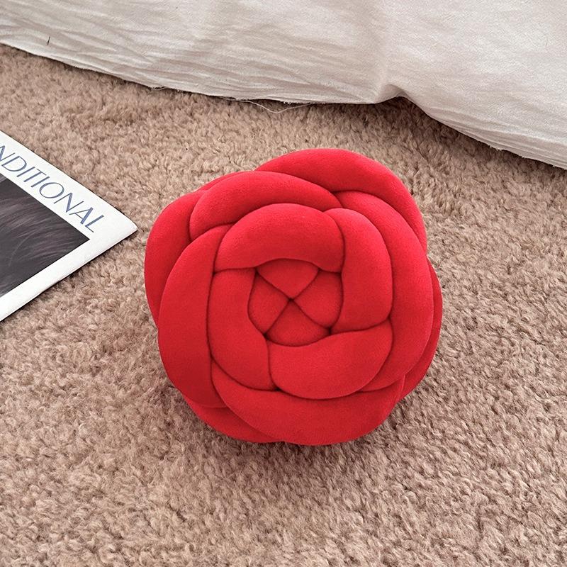 Rose Knot Pillow Art Decorative Flower Shape Throw Pillows Soft Plush Couch Knotted Seat Cushion Handmade Velvet Chair Cushions