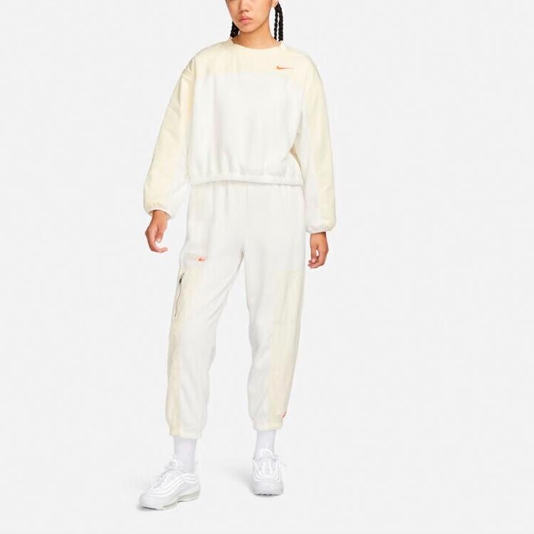 Nike Sweatshirts Women's White Crew Neck Moderate Nipped In Waist FB8685-133