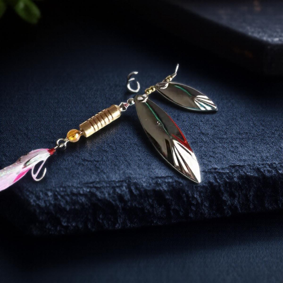 

Rotating Spinner Sequins Fishing Lure 10g 7cm Wobbler Bait with Feather Fishing Tackle for Bass Trout Perch Pike