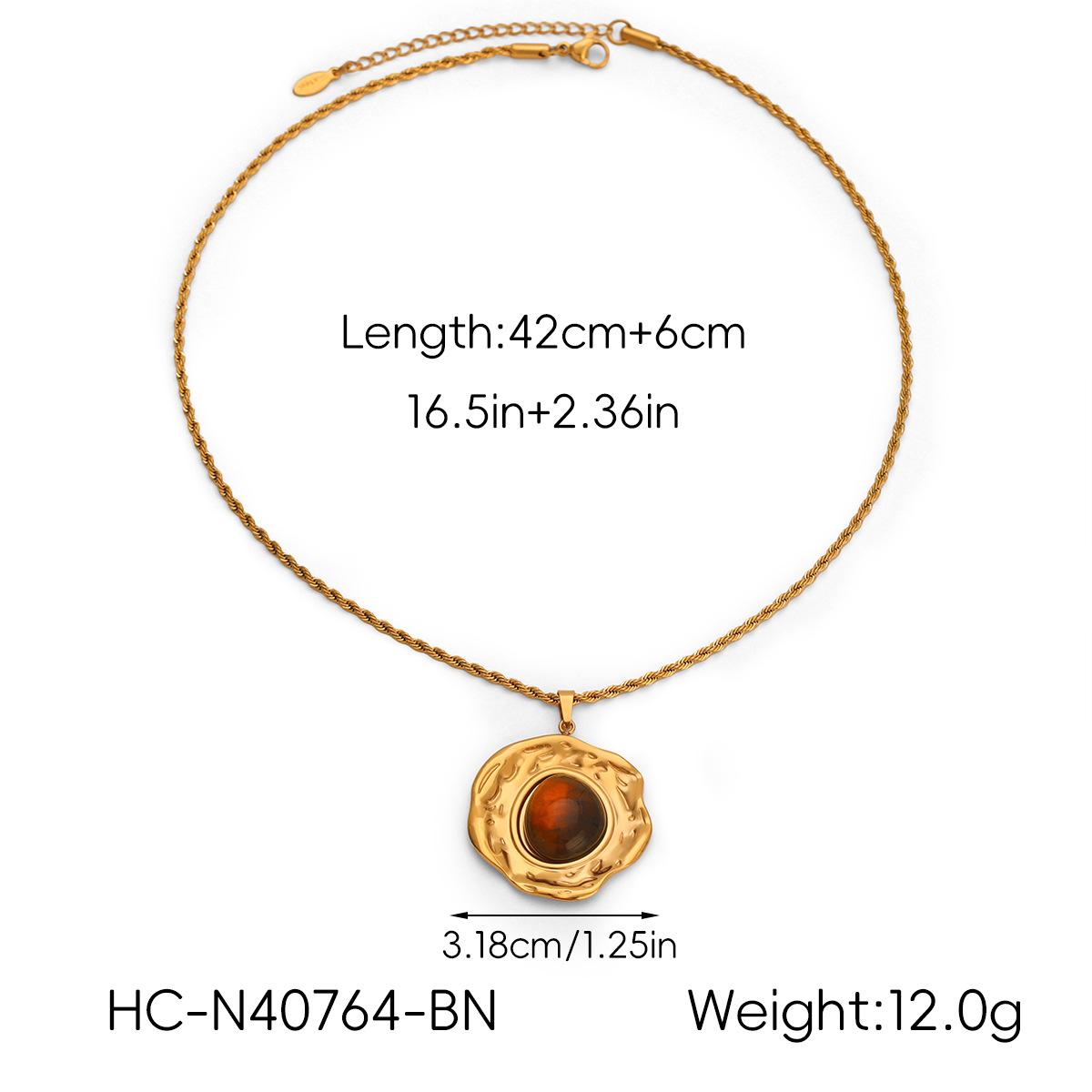 

Amber gemstone Maillard style earrings for women, light luxury high-end feel, 18k non-fading necklace