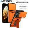 KEYSION Card Slot Holder Bag Phone Case for TECNO Spark 40 Pro+ Slide Camera Protection Kickstand Shockproof Cover for Spark 40 Pro