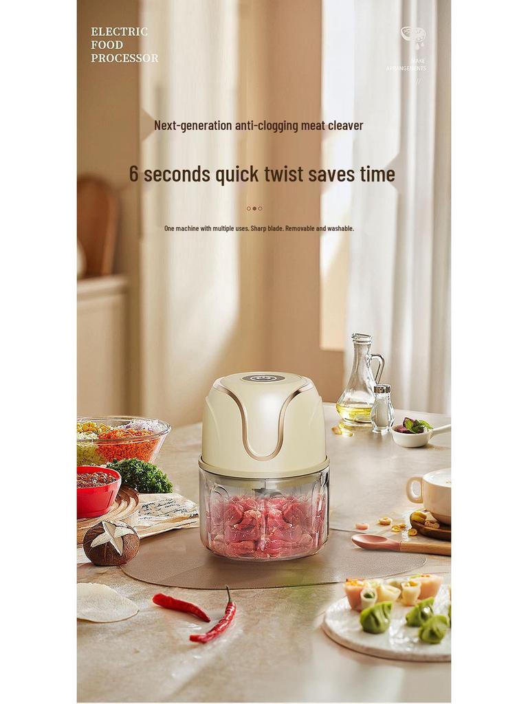 Compact Wireless Electric Garlic and Meat Grinder - Baby Food Maker & Multifunctional Food Processor
