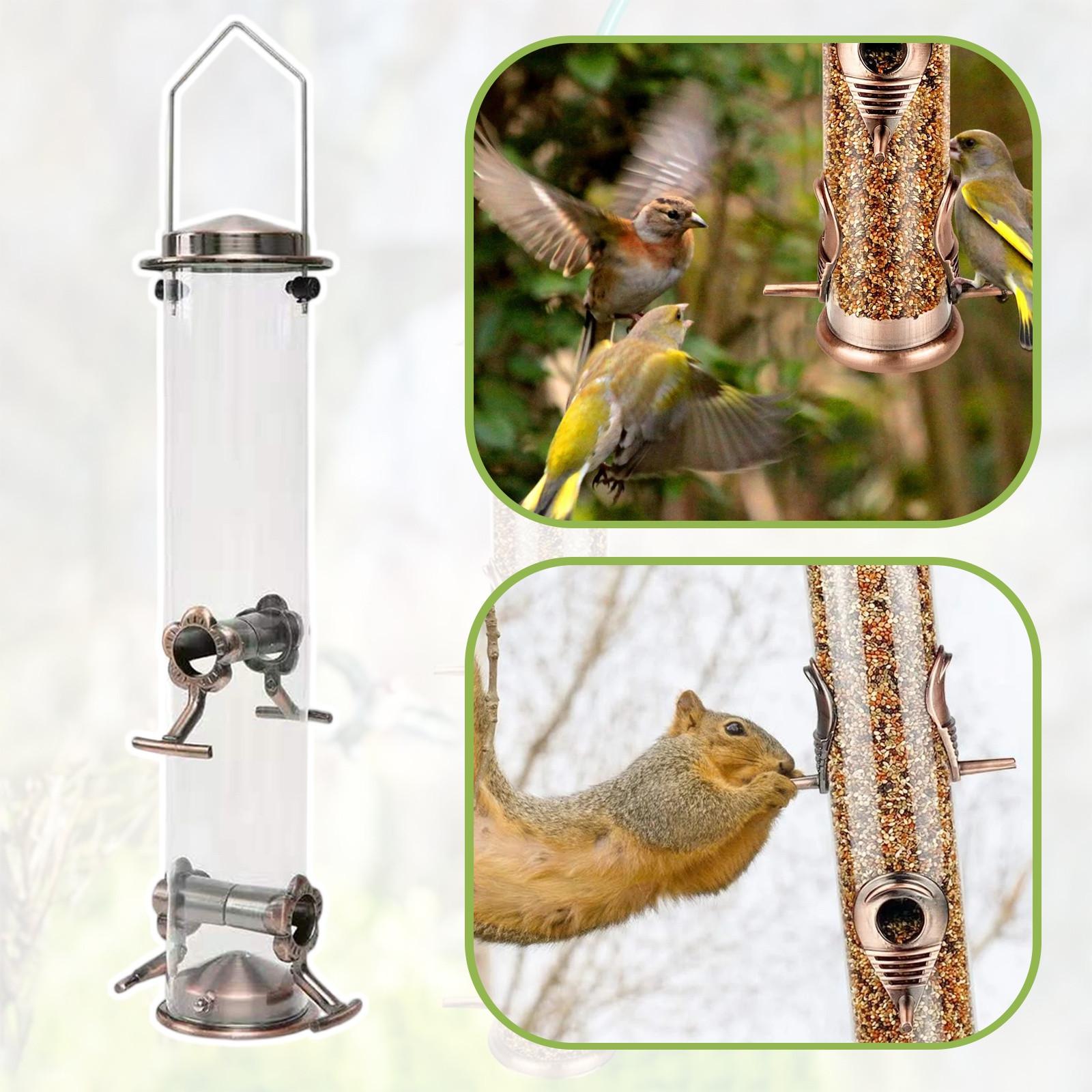 

Кормушки для диких птиц для улицы подвесные, металлическая трубчатая кормушка, 6 кормовых отверстий, античная медь One Size