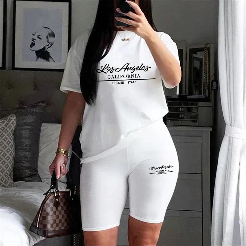 Hot Sales Comfort Quality Casual Woman Clothing Summer Two Piece Set Women Tracksuit T-Shirts O-Neck Shorts Daily Short Sleeve S