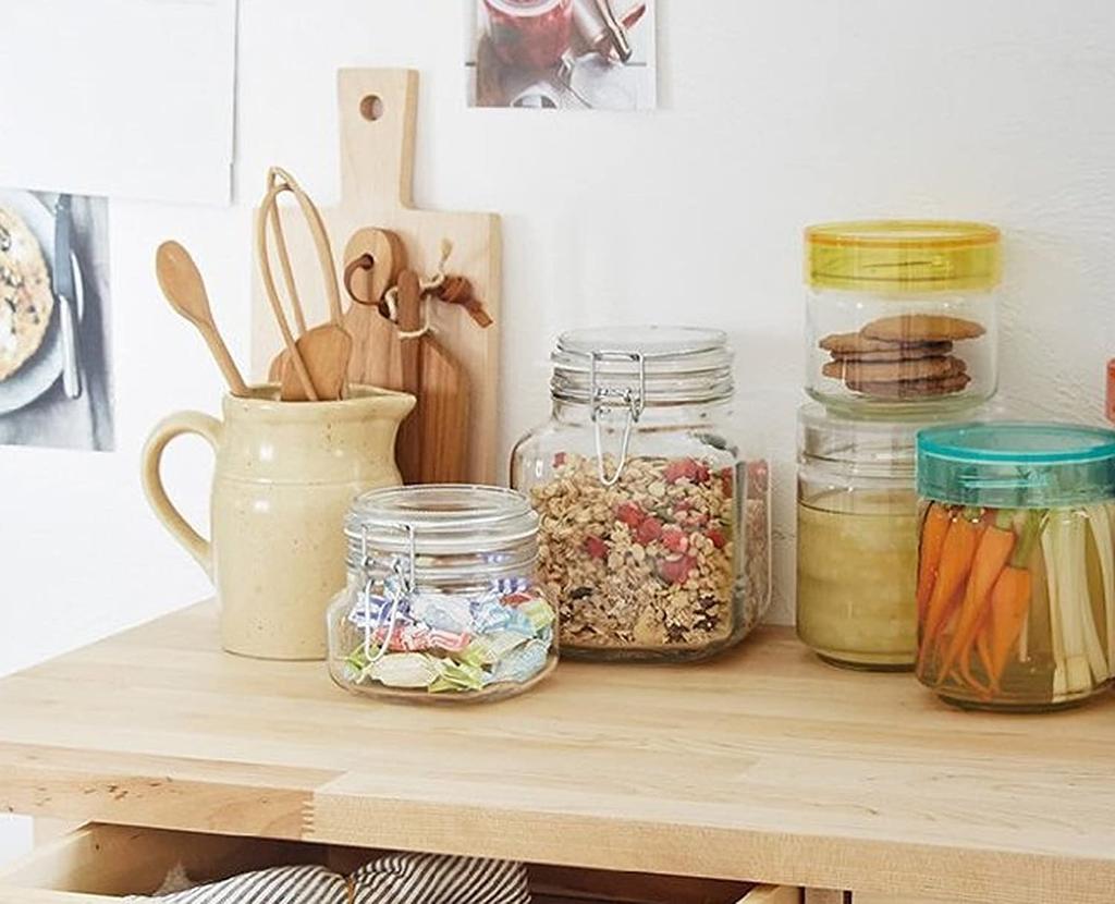 ADERIA Food Jar BOR Square Shape 500ml 6 Pieces Made In Italy Storage Container Glass Canister Sealed Container Condiment Jar Sealed Coffee Beans