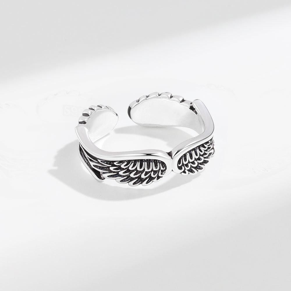 Retro Angel Wings Creative Ring For Women Men Silver Color Punk Gothic Open Ring Handmade Jewelry Unisex Accessories Lovers Gift