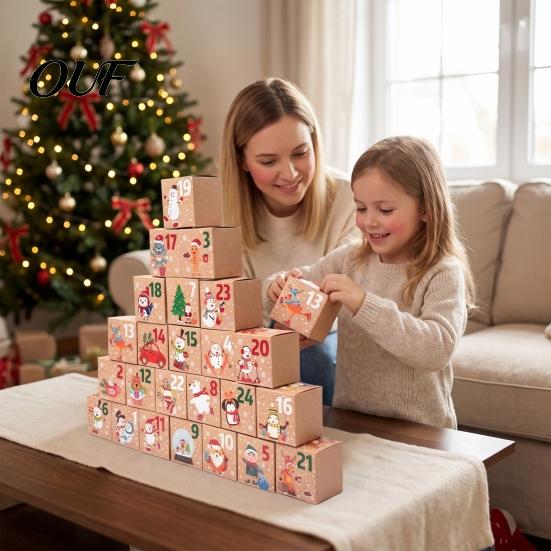 DIY Holiday Gift Packaging 24 Pcs Christmas Advent Calendar Boxes, Days Countdown Box, Party Favor Containers Empty Cardboard Number Box To