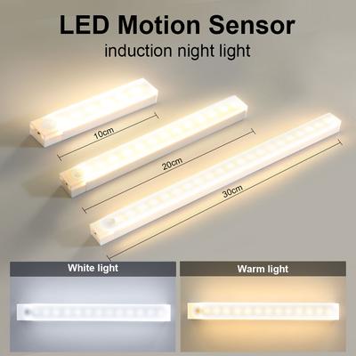 Kablosuz Hareket Sensörlü Gece Işıkları Beyaz LED Dolap Işığı Şarj Edilebilir Aydınlatma Gardırop Lambaları Merdiven Arka Aydınlatması Mutfak
