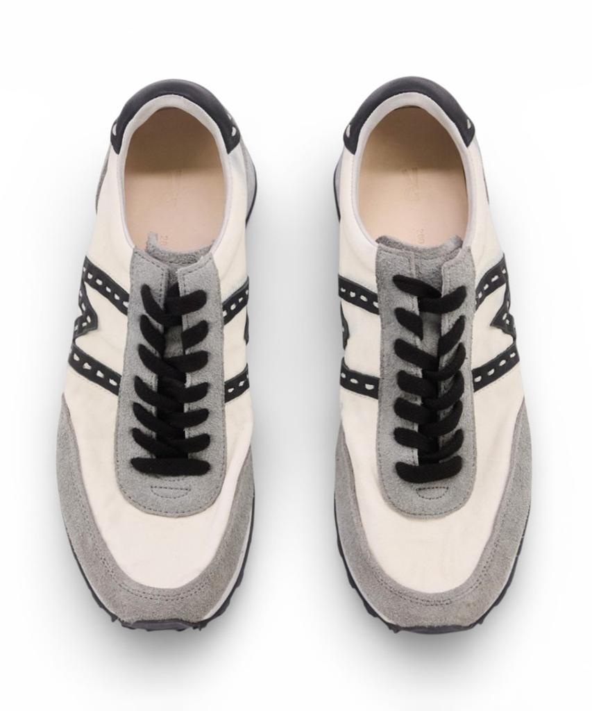 Yase [Deerskin, Kangaroo Leather] Wsr-7 Vintage Jogging Sneakers Ivory