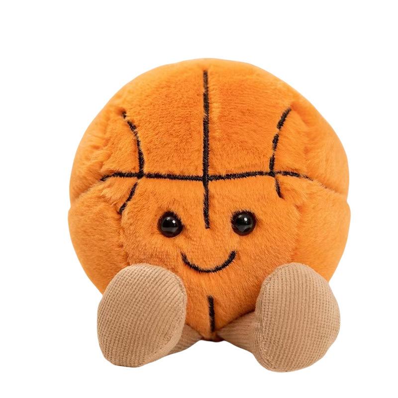 Sport Ball Plush Doll Keychain Set Football Basketball Tennis Baseball Billiard Soft Cute Mini Gift