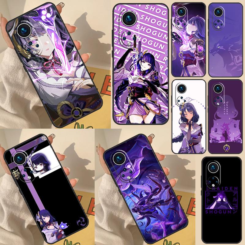 Genshin Impact Raiden Shogun Case For Huawei Honor X8a X8 X7 X9a 50 70 90 Magic5 Lite P40 P20 P30 P60 Pro P Smart Cover