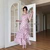 European and American Autumn New French Retro Sweet Girl Style Short-sleeved Long Dress Polka Dot Dress
