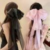 Women Hairpin Long Ribbon Oversized Bowknot Decor Spring Hair Clip Sweet Look Hair Styling Tool Hair Accessories