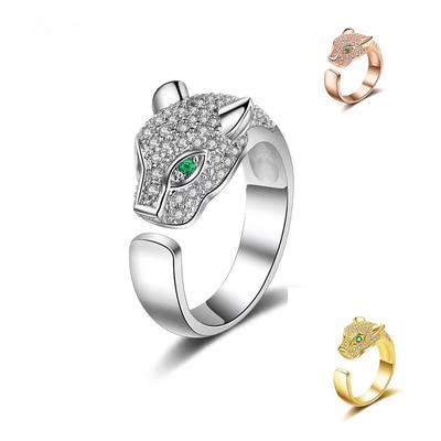 Hot Selling European and American Popular Unique Leopard Head Ring, Fashionable Open-end Ring