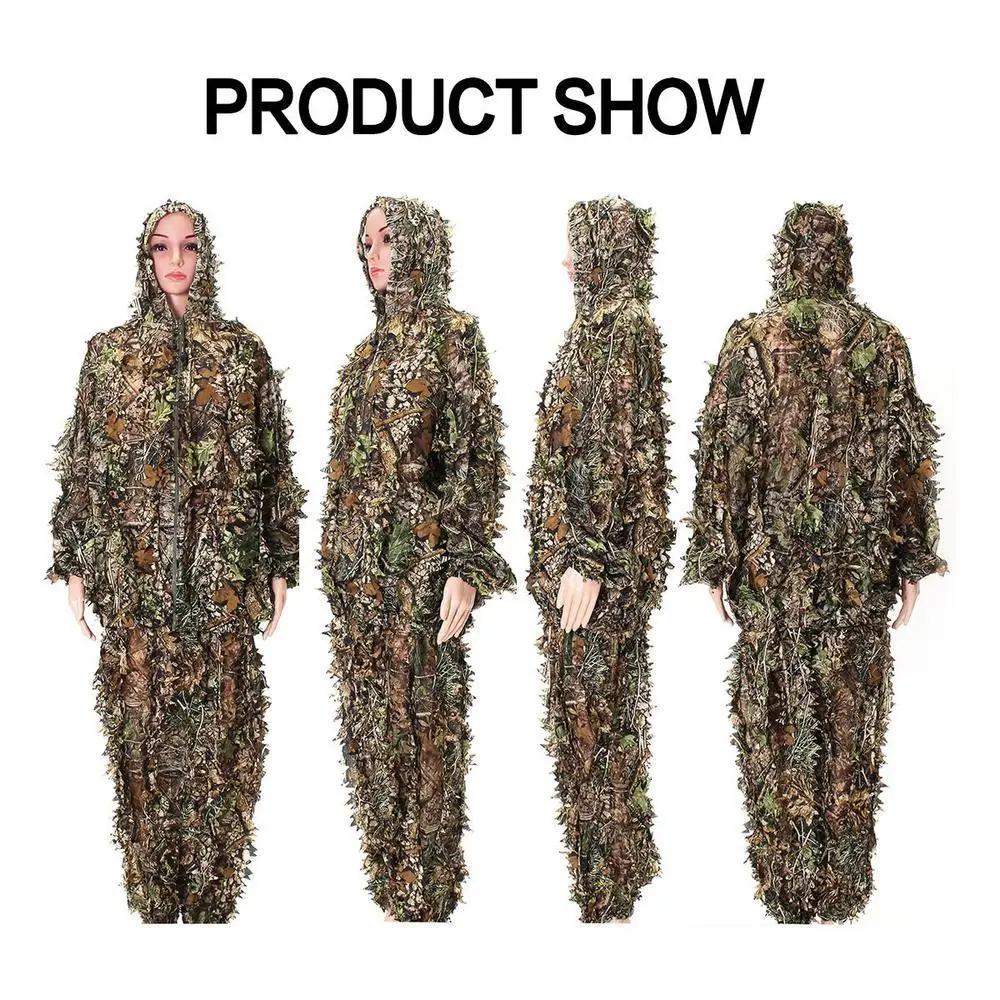 3D Ghillie Anzug Taktische Outdoor Tarnkleidung Blättrige Bionische Dschungel CS Schießanzüge Kampfanzüge Set Für Feiertagsparty