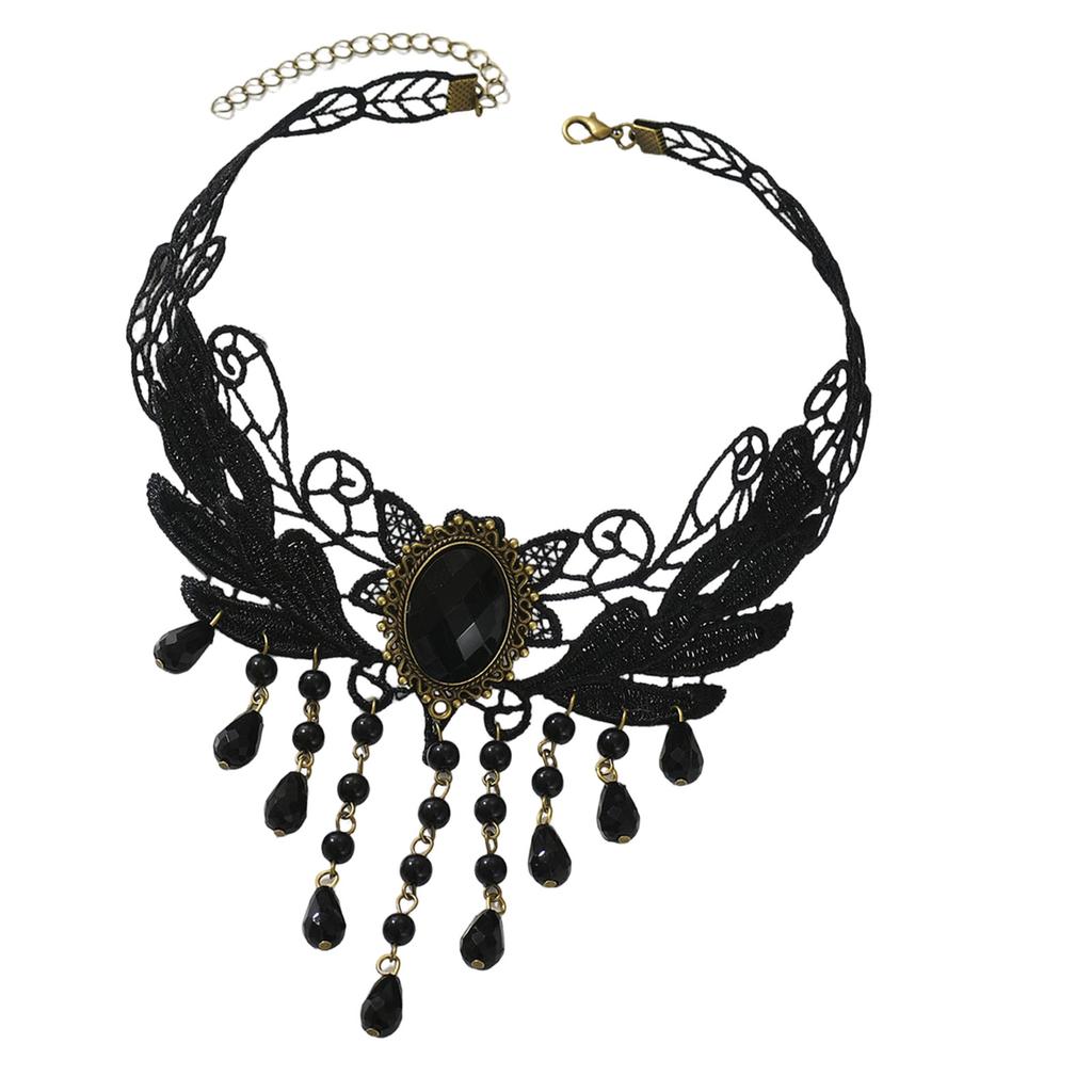 Dark Romance Gothic Lace Necklace Adornment Sturdy Chokers Neckchain Adornment for Fashion Enthusiasts