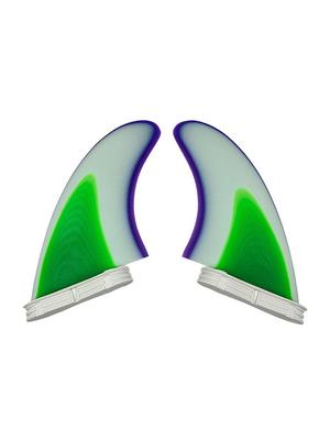 Tricolor Fiberglass Double Tab 2-Fin Surfboard Tail Fin Set