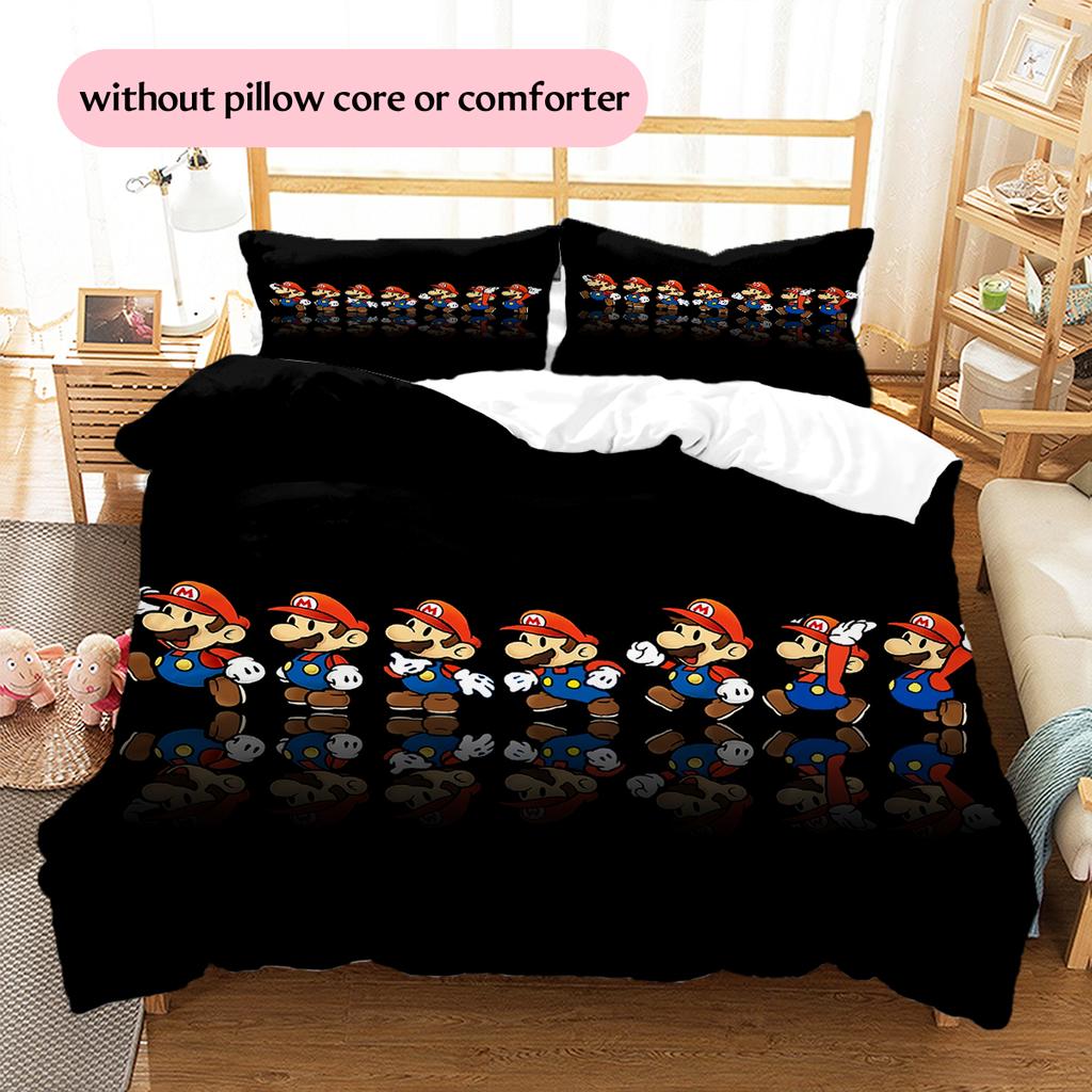 Mario Starry Explorer Theme Duvet Cover & Pillowcases, Mario Fan Starry Bedding, Perfect Gift.chl