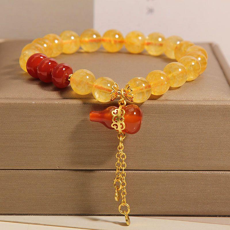 

Браслет из натурального желтого кристалла агата, женский модный браслет с подвеской в ​​виде агатовой тыквы, женские ювелирные изделия, подарок
