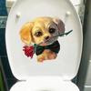 Cute Dog Toilet Seat Stickers Self-adhesive Animal Stickers Toilet Bathroom Decoration Water-proof Decal