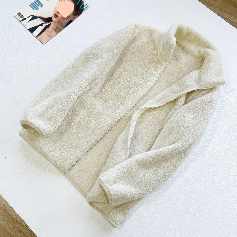 Double-sided plush fleece jacket men's and women's autumn and winter fleece jacket liner coral fleece top warm and fleece thickened
