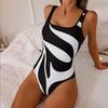 2025 European and American Striped One-Piece Bikini: Sexy Slimming Resort Swimsuit for Women