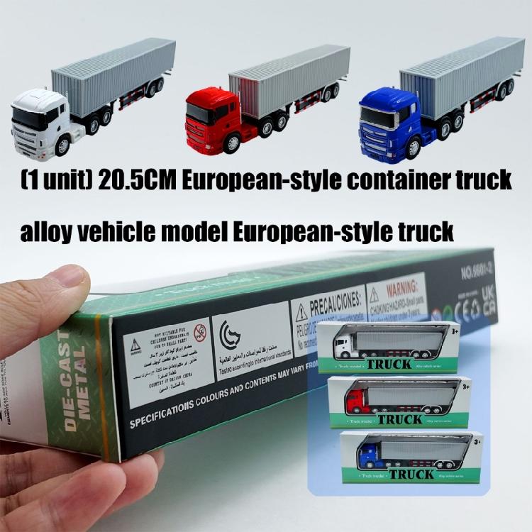 Premium Die Cast Metal Container Truck Model 20.5CM Realistic Transport Vehicle Design Collectible Home Accent Ornament