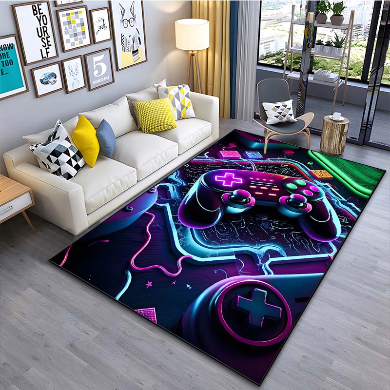 Modern Colorful Gaming Themed Print Rug for Living Room Bedroom Bedside Bathroom Floor Mat Home Area Rug Carpets Room Decor Gift