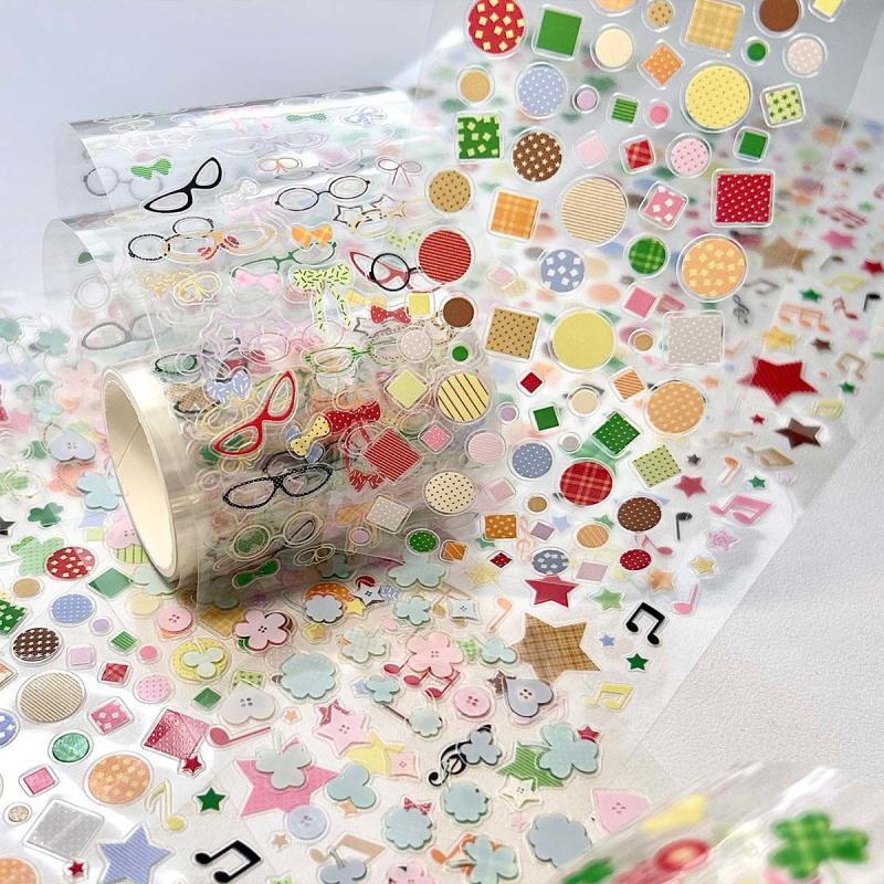 PET Doodle Sticker Tapes Clover Stickers Glasses Idol Cards Decor Scrapbook Journal DIY Decoration Supplies